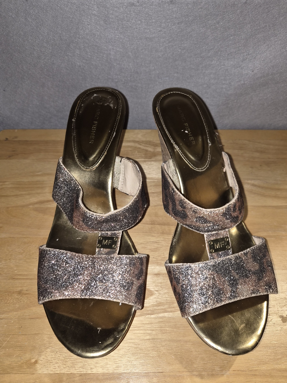 MARC FISHER Metallic Rose Gold Slide Sandals - Women's Size 11